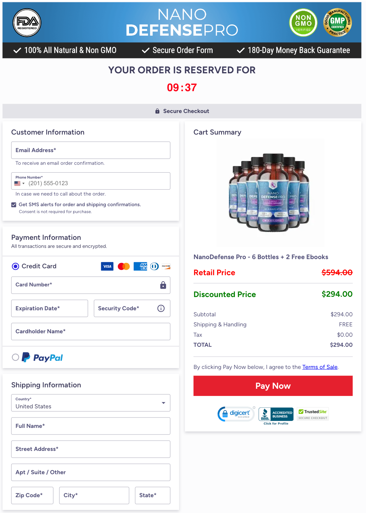 NanoDefense Pro Official Website Secure Order Page